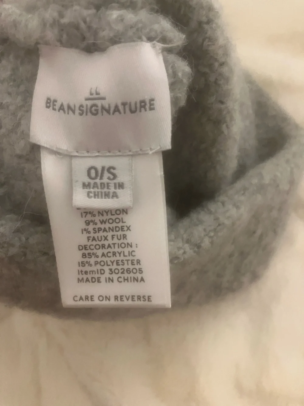 L.L. Bean Gray Knit Pom-Pom Beanie